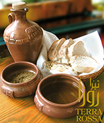 Terra Rossa Logo with Pots, Olive Oil, Zaatar and Bread